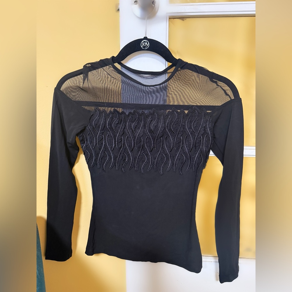 Vintage European Mesh Long Sleeve Top - can fit XS and S (very stretchy)!